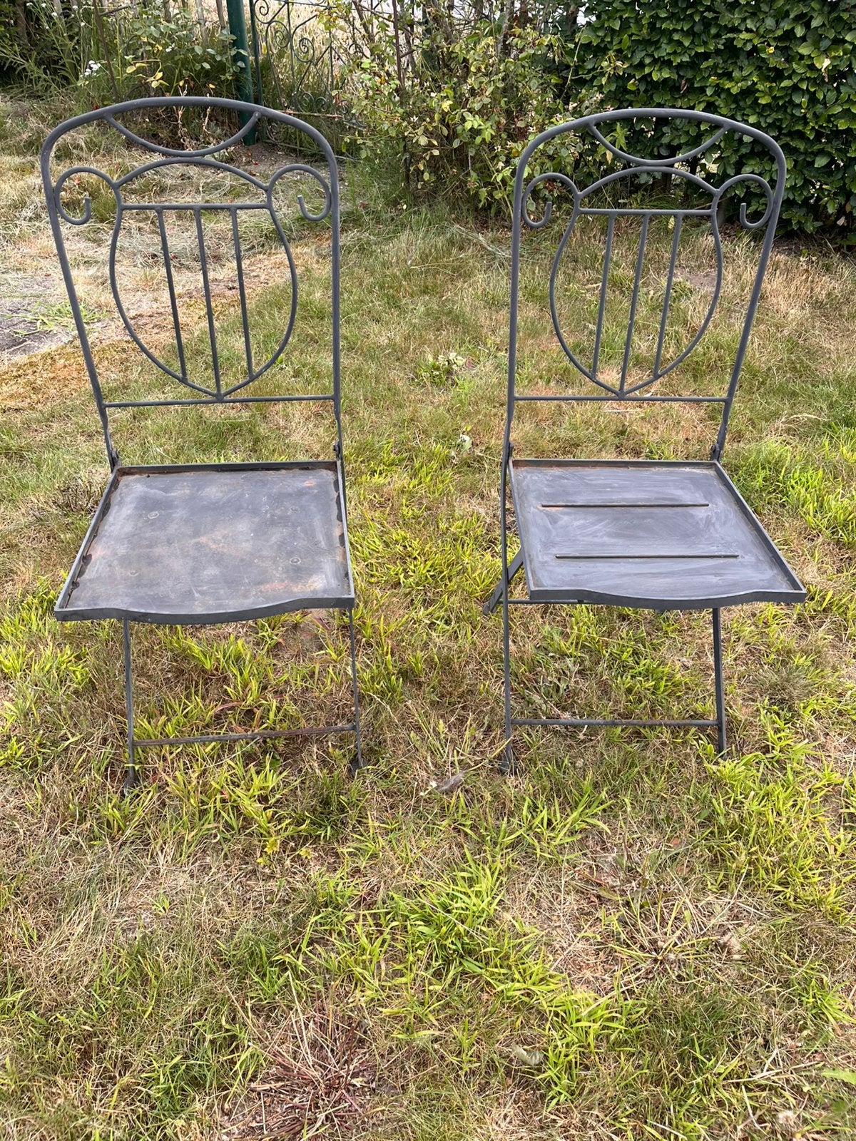 Gietijzeren stoelen / tuinstoelen, Tuin en Terras, Ophalen, Gebruikt, Overige materialen, Inklapbaar