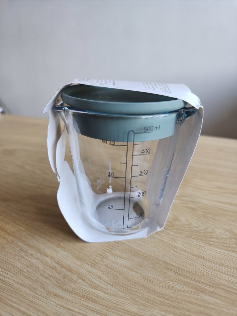 Mepal glazen maatbeker 500 ml met deksel, Met deksel, Overige typen, Ophalen of Verzenden, Overige merken
