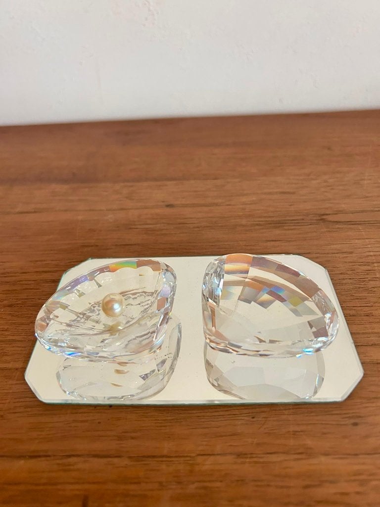 Swarovski kristallen schelpen op spiegelplateau, Ophalen of Verzenden, Gebruikt, Overige typen