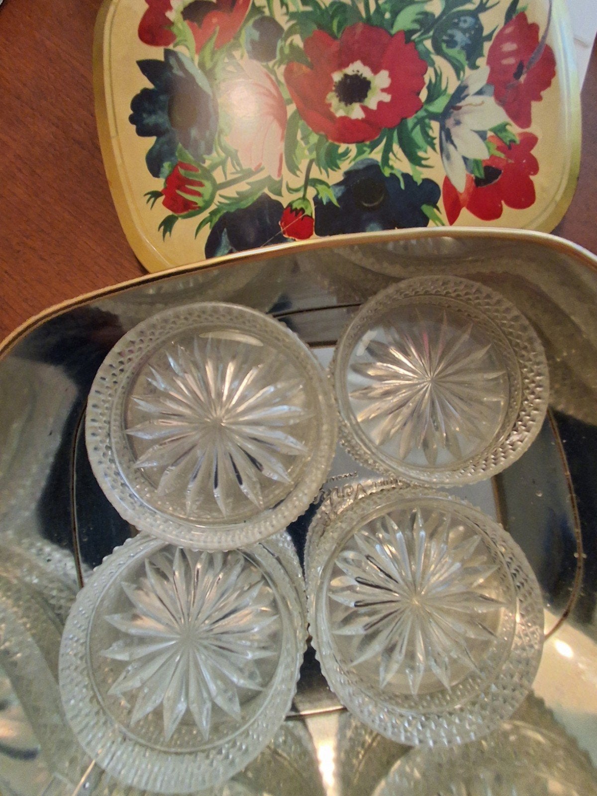 vintage kristallen onderzetters/schaaltjes theezakje, Ophalen