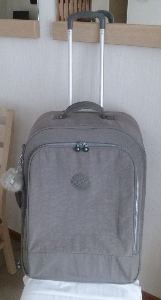 Kipling zeer gte grijze trolleykoffer met 2 wielen + apenbal, 60 tot 70 cm, Overige materialen, Gebruikt, Ophalen of Verzenden