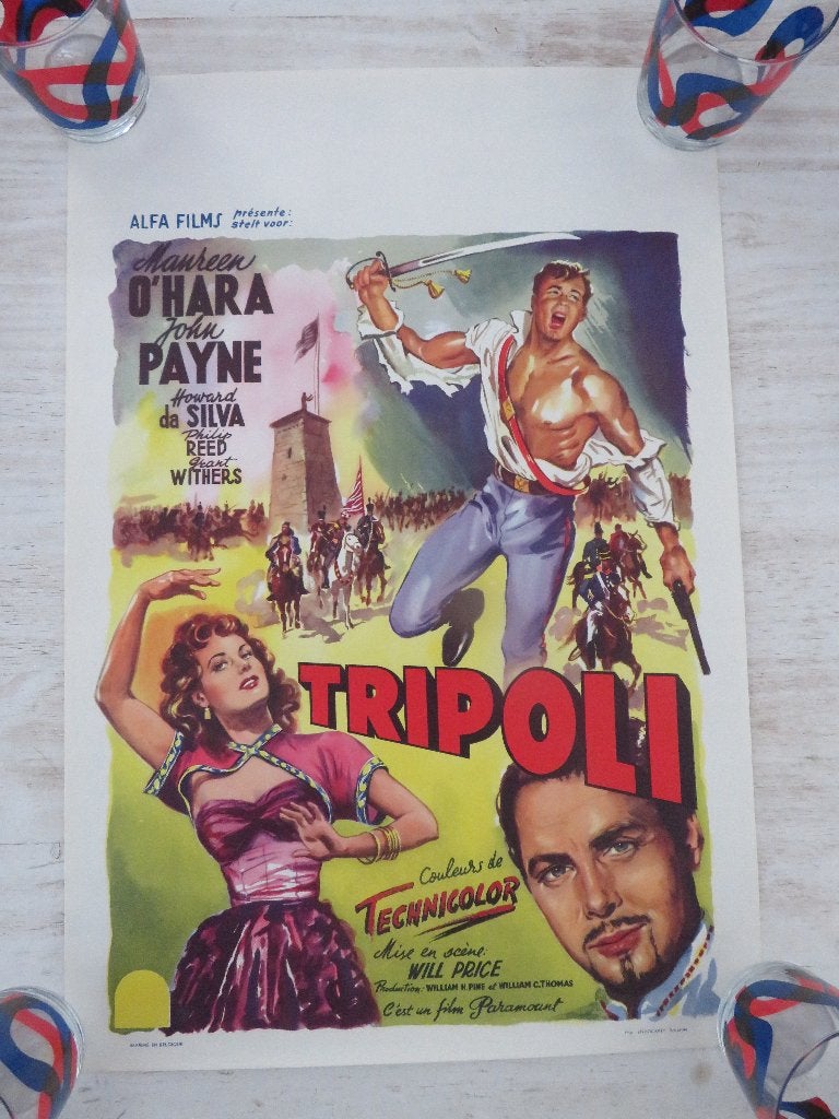 1958 Film poster TRIPOLI Maureen O'Hara John Payne, Enlèvement ou Envoi, Comme neuf, Cinéma et TV