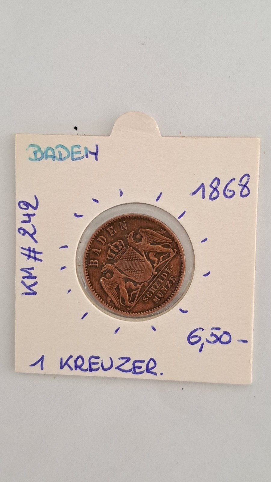 Baden 1 Cruiser 1868, Enlèvement ou Envoi