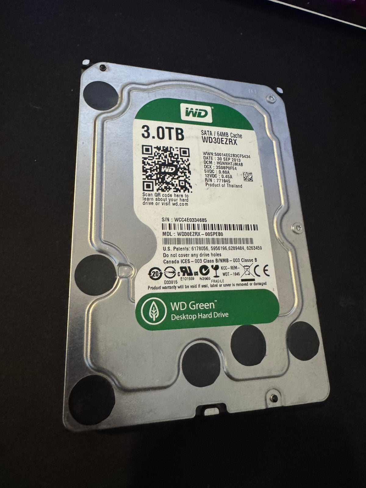 WD Green 3TB HDD, Computers en Software, Harde schijven, Ophalen, Zo goed als nieuw, HDD