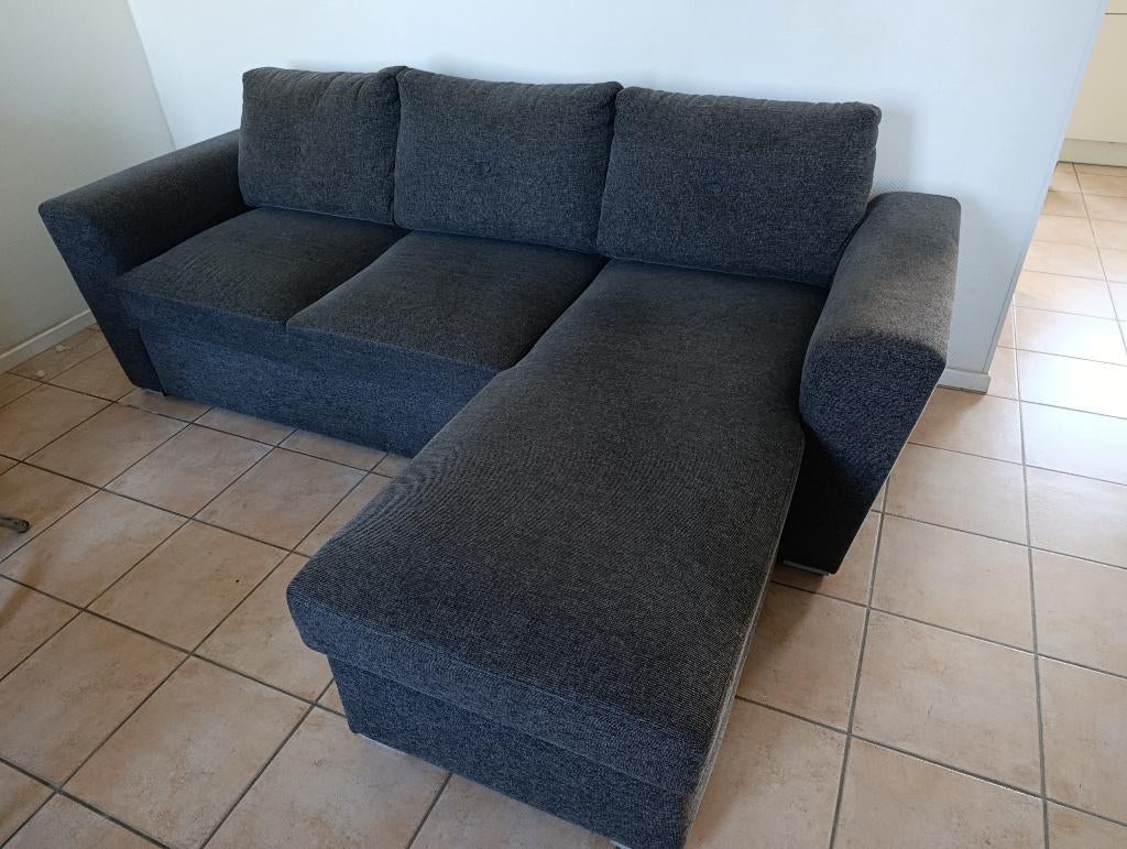 Canapé convertible gris anthracite, Enlèvement, Comme neuf, Tissus