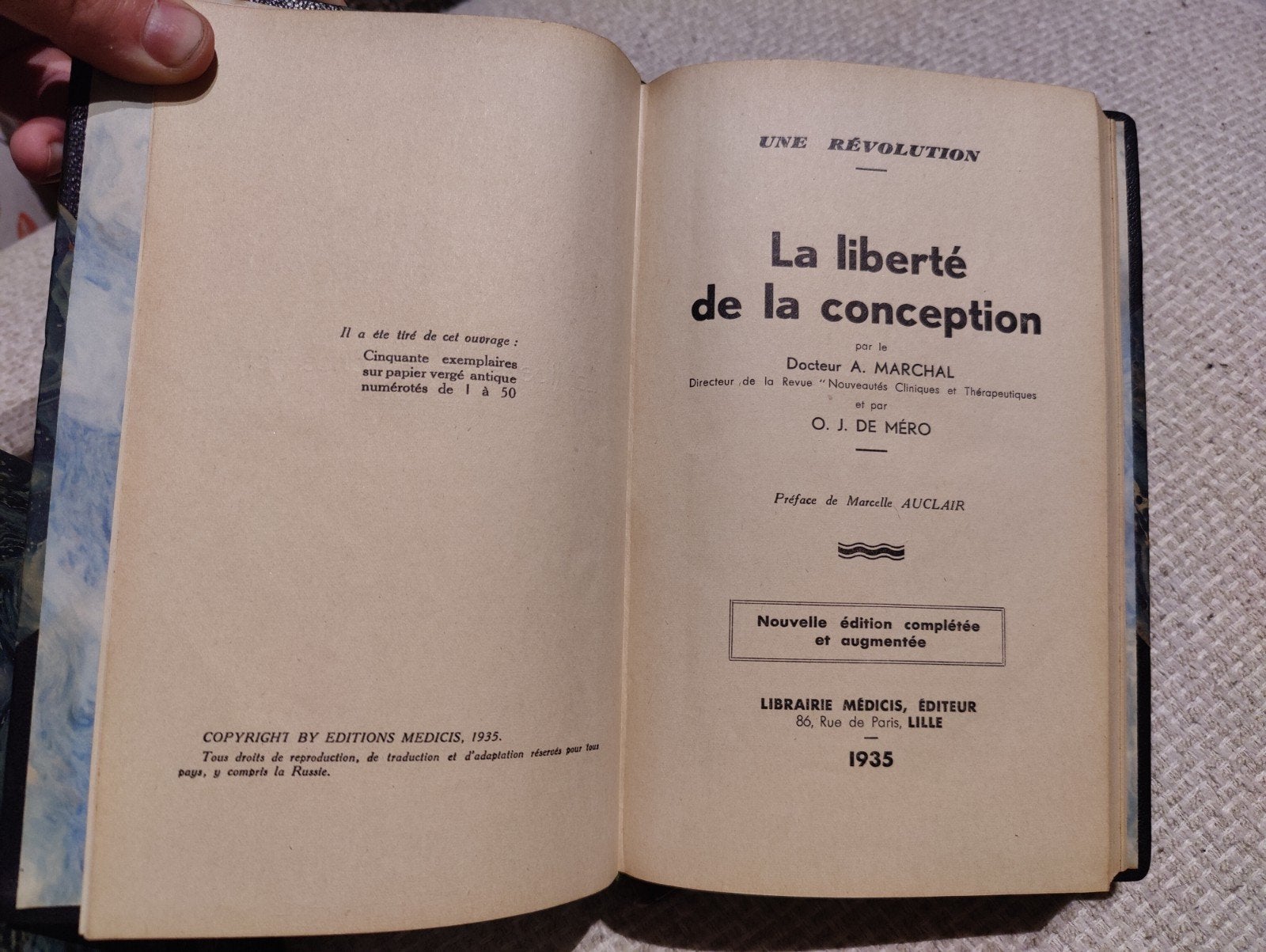 La liberté de conception — Marchal & de Mero — 1935, Enlèvement ou Envoi, A. Marchal