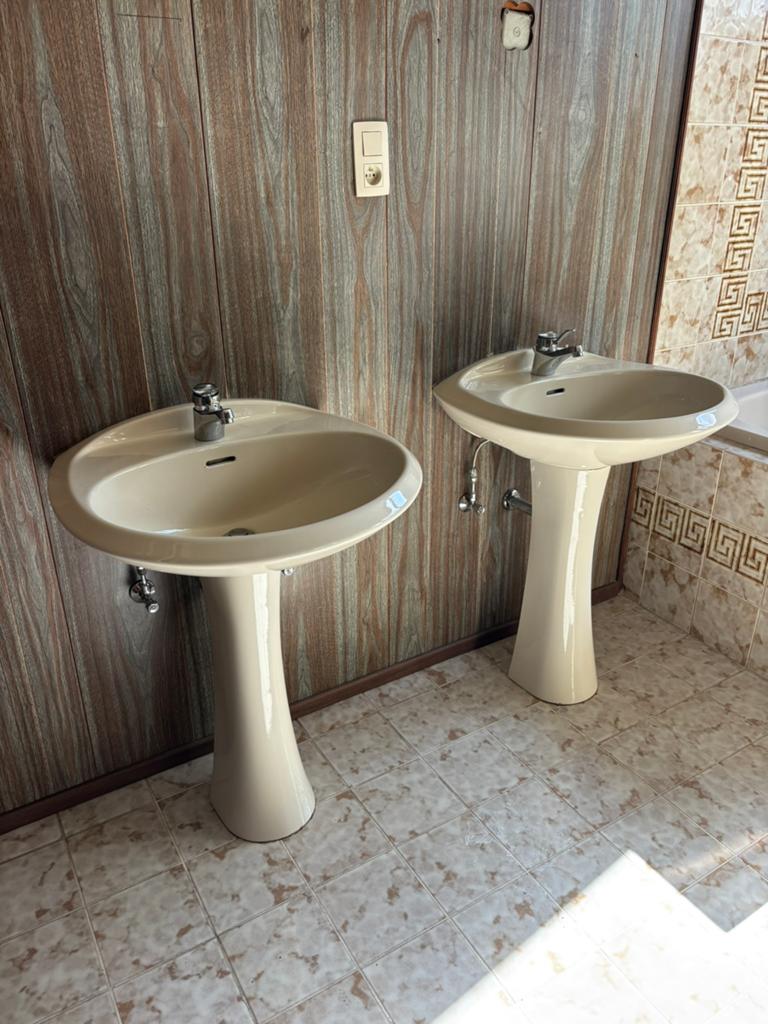 Vintage ‘70 wastafel set in perfecte staat / zandkleurig, Bricolage & Construction, Sanitaire, Comme neuf, Lavabo, Enlèvement