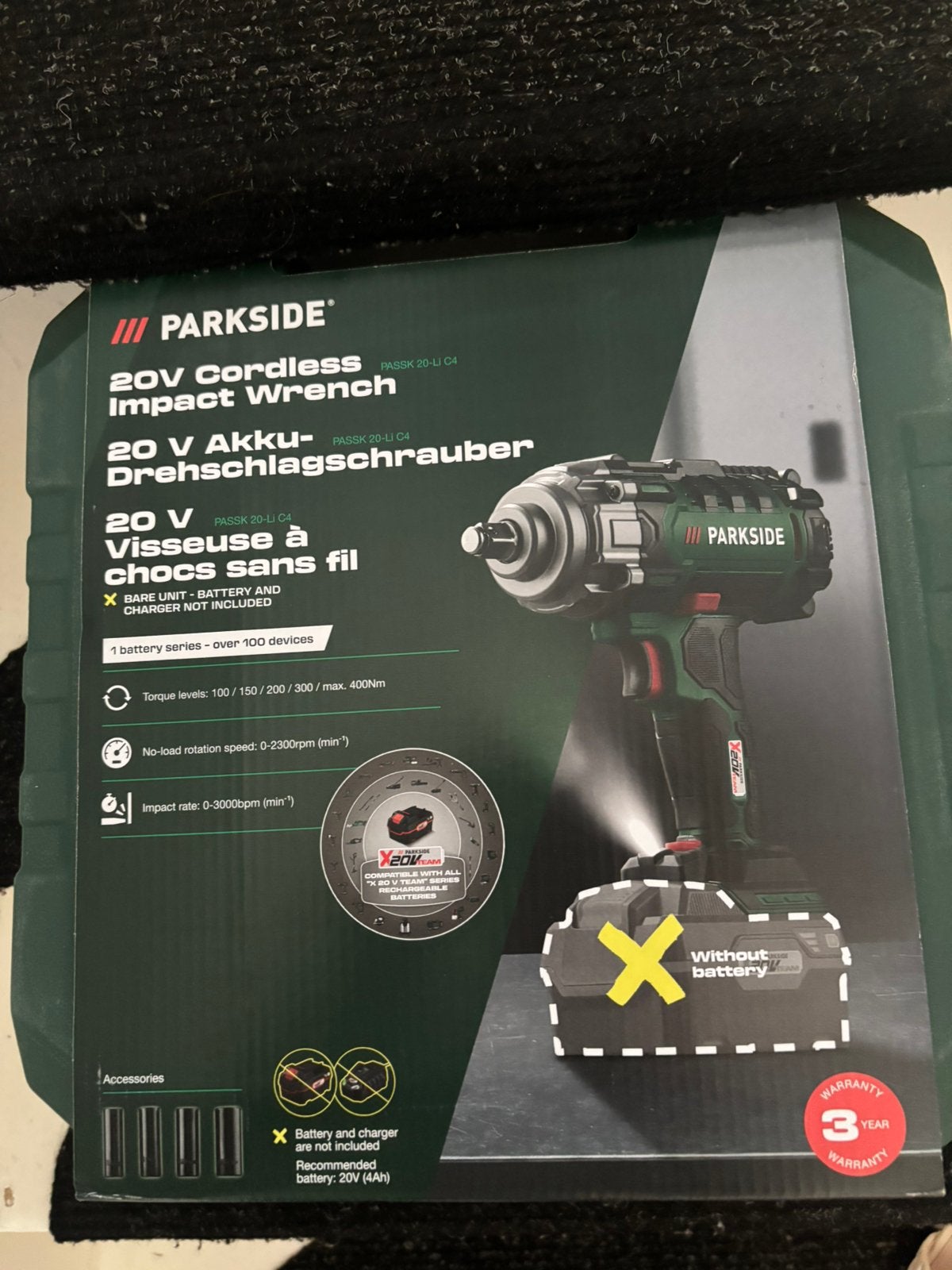 Parkside Slagmoersleutel, Ophalen, Nieuw
