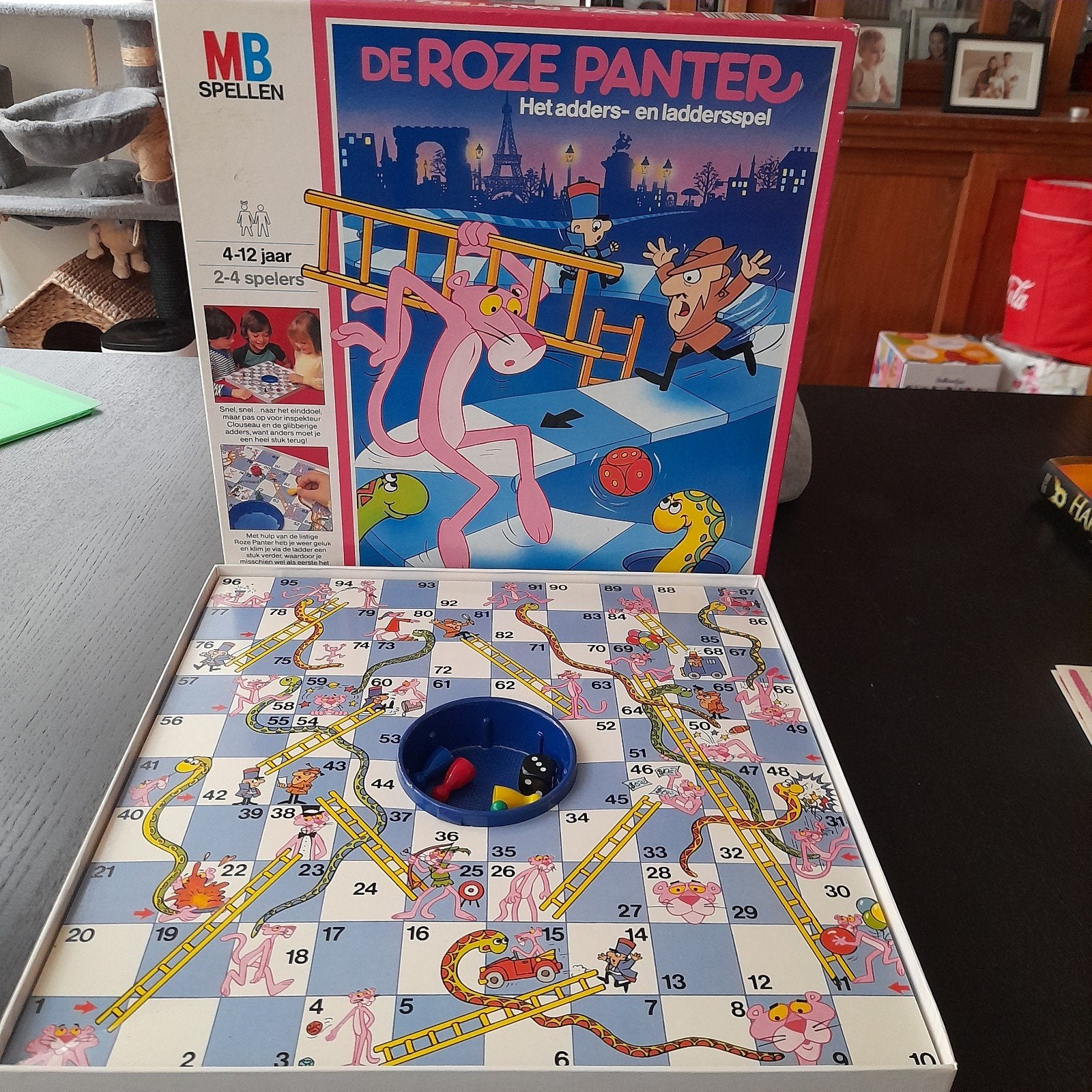 Vintage MB De roze panter adders en ladders spel uit 1984, Ophalen of Verzenden