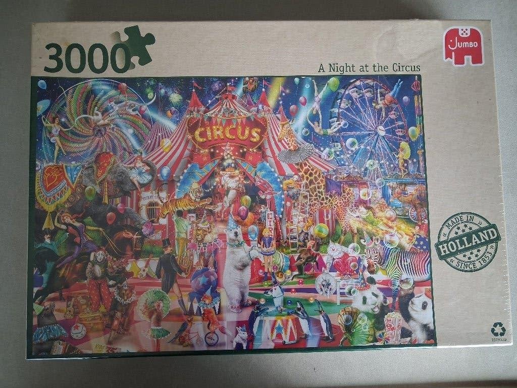 jumbo legpuzzel a night at the circus 3000 stukjes, Hobby en Vrije tijd, Ophalen of Verzenden, Meer dan 1500 stukjes, Nieuw, Legpuzzel