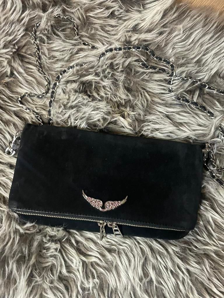 Zadig & Voltaire Rock Suede Wings schoudertas, Handtassen en Accessoires, Ophalen of Verzenden, Zo goed als nieuw, Zwart