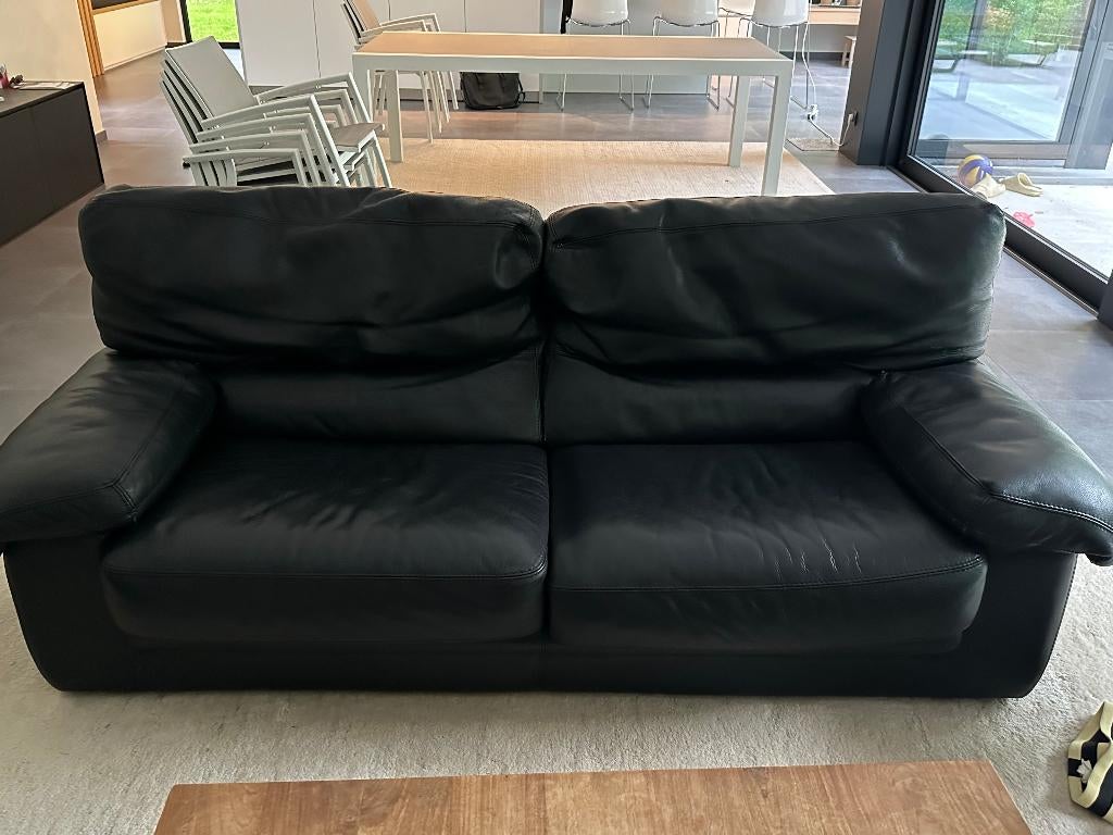 Lederen zwarte zetel 1 of combi 3 stuks !, Huis en Inrichting, Ophalen, Gebruikt, 150 tot 200 cm, Tweepersoons
