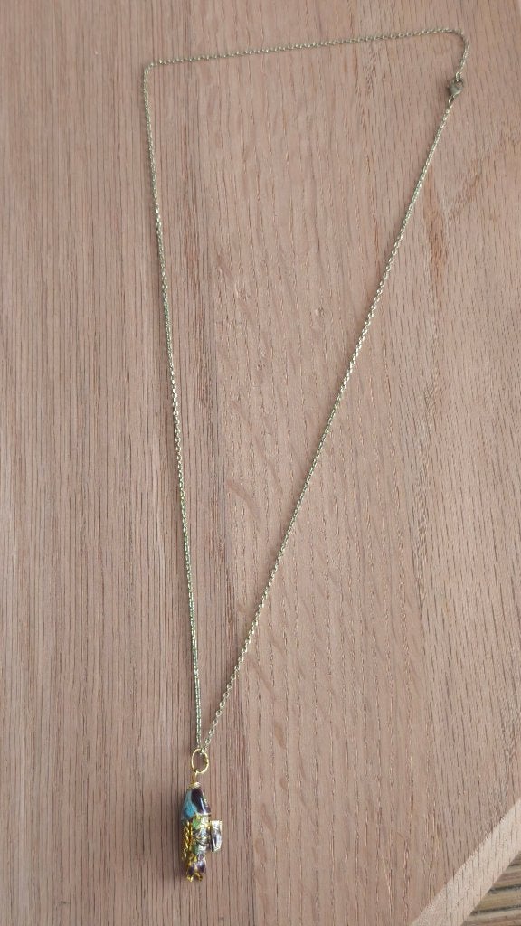 Vintage beweegbaar Vis Hanger plus gratis Ketting, Handtassen en Accessoires, Ophalen of Verzenden, Goud, Ketting, Verguld