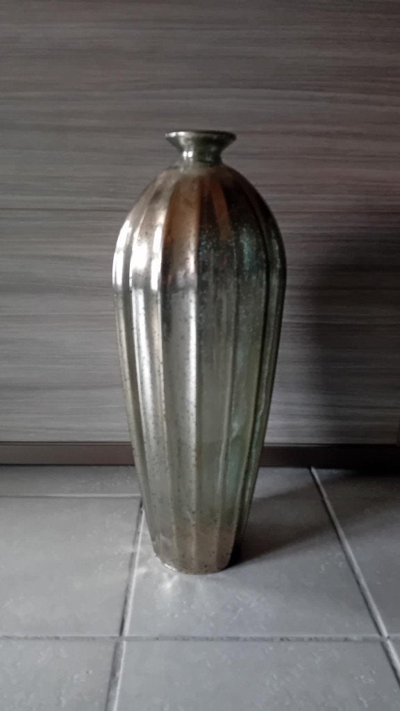 vase de sol en verre en argent métallisé, Antiquités & Art, Enlèvement