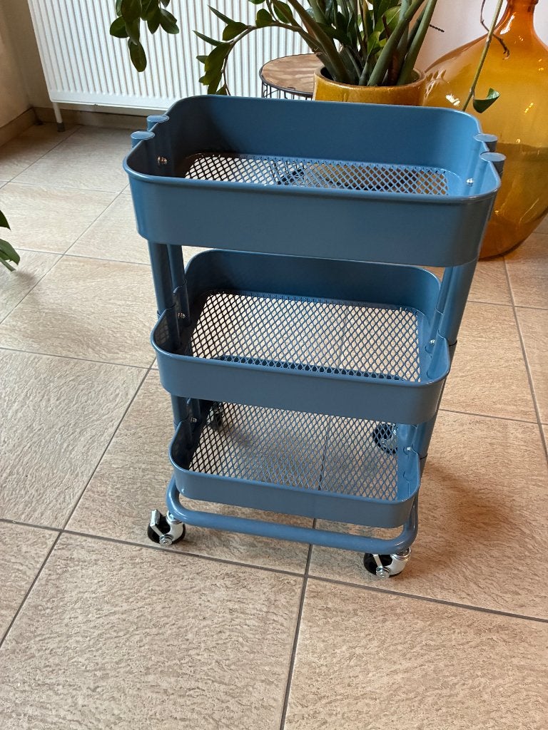 Rolrekje IKEA als nieuw ! RASKOG roltafeltje!, Bleu, Enlèvement, Métal, Moderne
