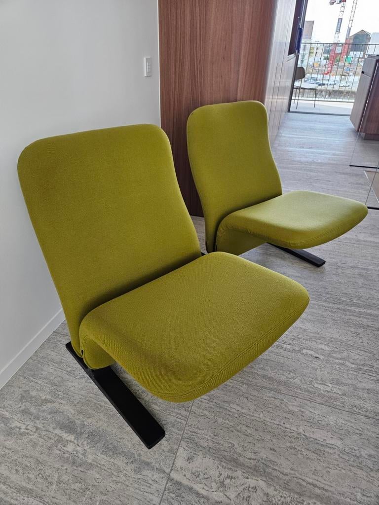 F780 lounge chairs, Pierre Paulin, kvadrat stof groen, Huis en Inrichting, Ophalen, Gebruikt, 75 tot 100 cm, Stof