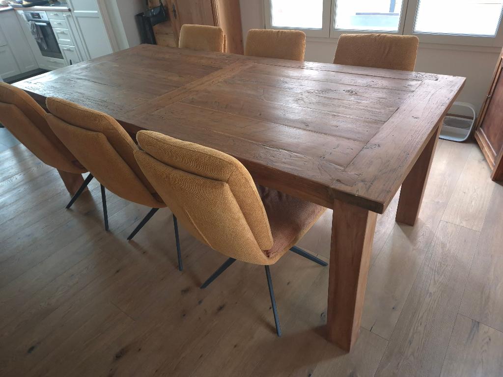 Eettafel massief Teak, Huis en Inrichting, Tafels | Eettafels, Ophalen, 100 tot 150 cm, Teakhout, 200 cm of meer