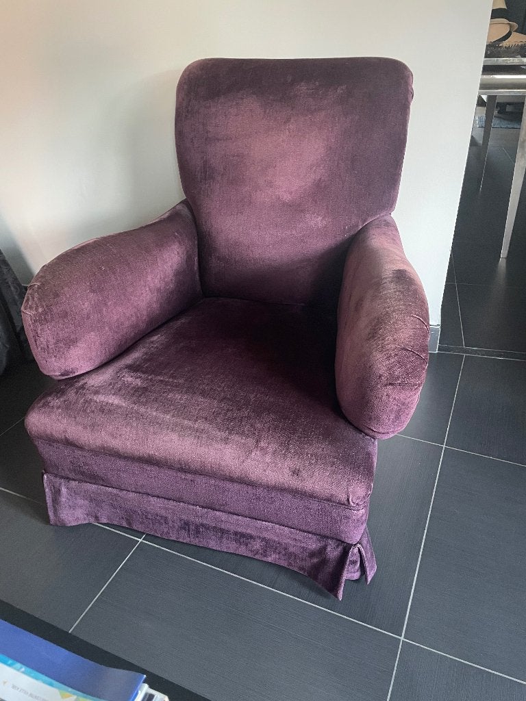 2 fauteuils en velours violet, Maison & Meubles, Enlèvement, Utilisé, Tissus