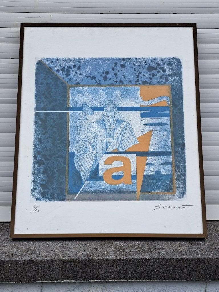 lithographie roi as signe surdiacourt, Antiquités & Art, Art | Lithographies & Sérigraphies, Lithographie, Enlèvement ou Envoi
