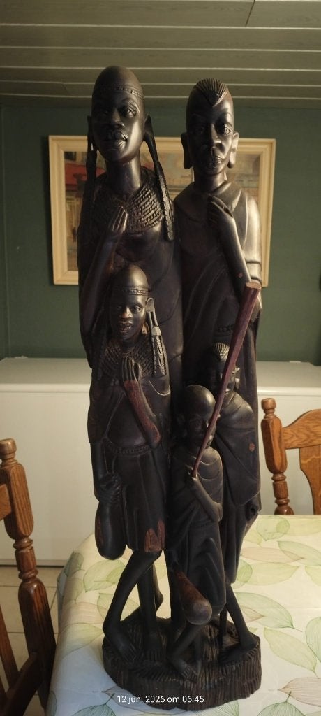 Groot Oost-Afrikaans beeld (Maasai-familie)., Ophalen, Groep mensen, 50 - 100 cm, Handgemaakt