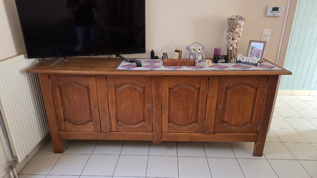 Buffetkast laag en hoog in eik, Ophalen, Eiken kast in toscaanse stijl., Gebruikt, Eikenhout