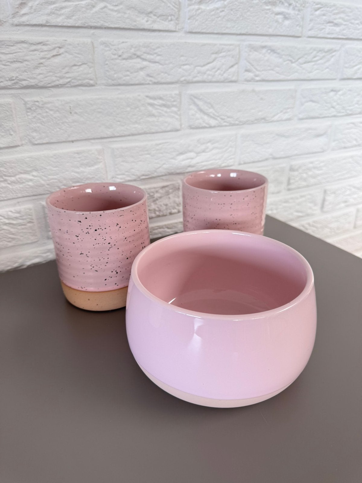 Lot de 3 cache-pots en céramique rose, Jardin & Terrasse, Pots de fleurs, Moins de 25 cm, Comme neuf, Enlèvement, Intérieur