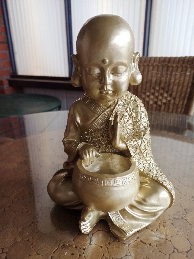 moine assis avec pot, Enlèvement, Neuf, Synthétique, Bouddha