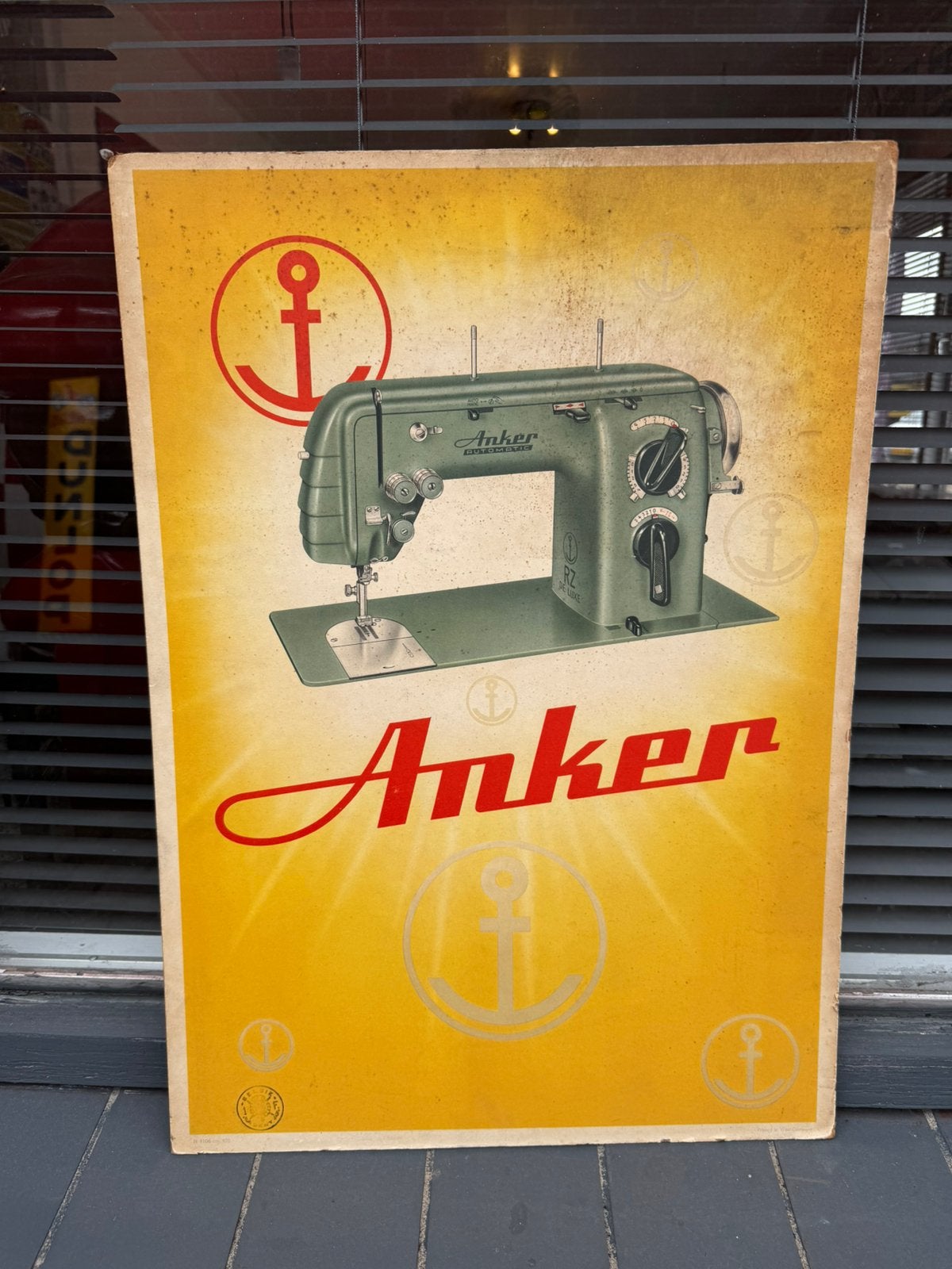 Panneau publicitaire vintage pour machines à coudre Anker, Enlèvement ou Envoi