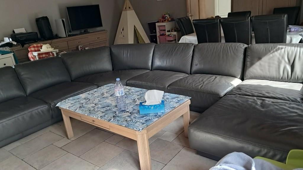 hoeksalon leder, Huis en Inrichting, Ophalen, Leer