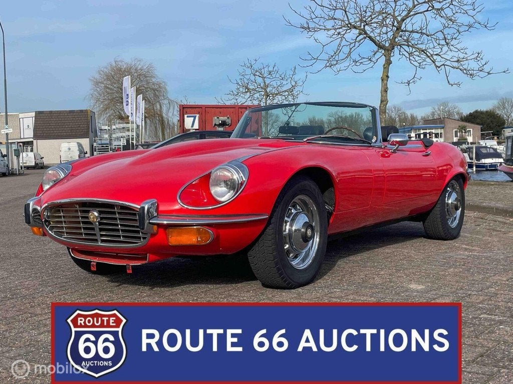 Jaguar E-Type Series 3 Cabriolet | 1971 | Route 66 Auctions, Auto's, Zwart, Bedrijf, Handgeschakeld, Overige carrosserie