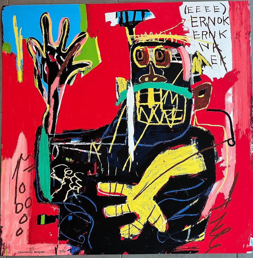 Jean Michel Basquiat, Gestempeld, Ophalen of Verzenden, Personages en Fantasiefiguren, Zeefdruk