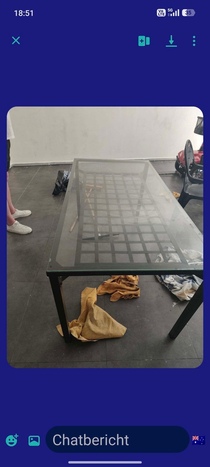 Eettafel met glas, Huis en Inrichting, Ophalen, Glas
