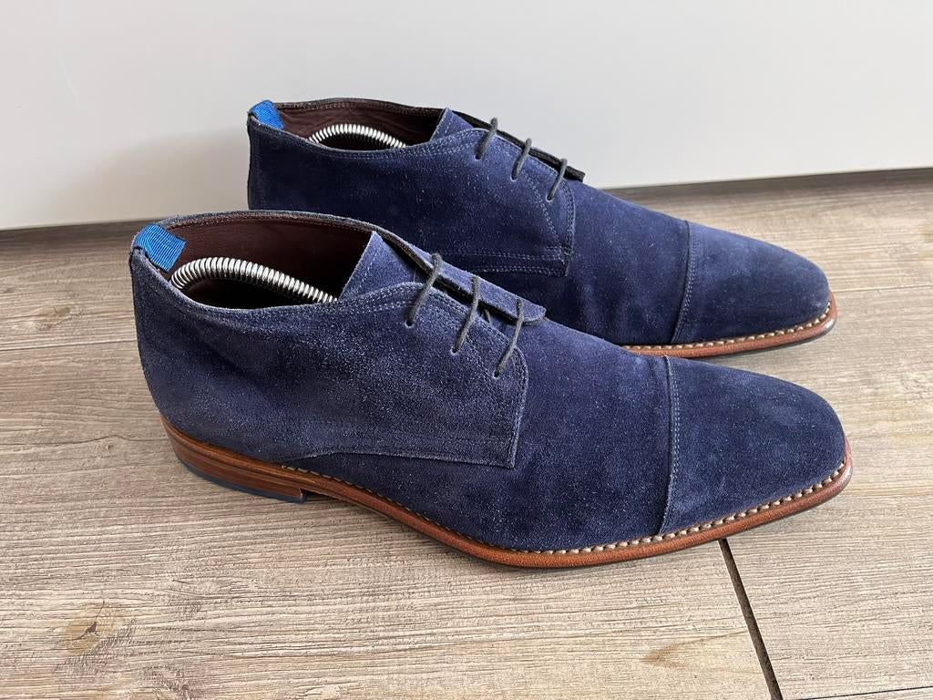 Floris van Bommel herenschoenen maat 10 / 44 H, Blauw, Ophalen of Verzenden, Zo goed als nieuw, Veterschoenen