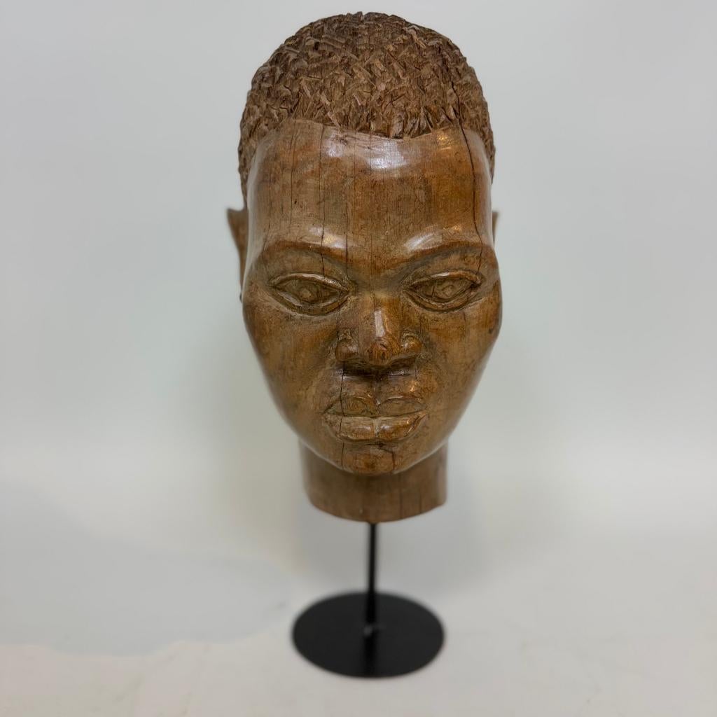 Buste de Luba, sculptures sur bois congolaises des années 60, Antiquités & Art, Fait main, Bois, Enlèvement ou Envoi, Brun