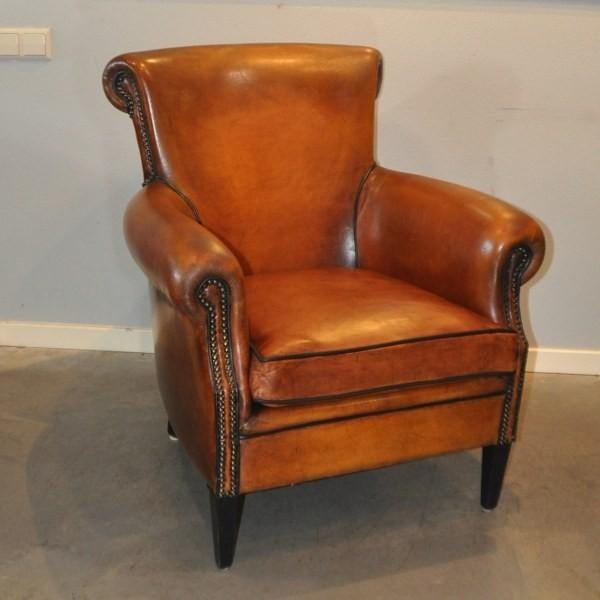 Schaapslederen fauteuil van Lounge Atelier, Huis en Inrichting, Ophalen of Verzenden, Gebruikt, Leer