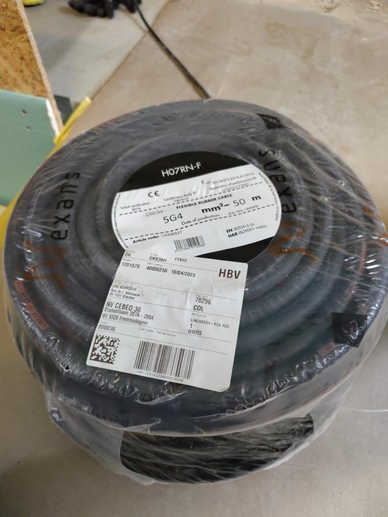 Neopreen / flexibele rubber kabel 5G4 50m Nexans, Ophalen
