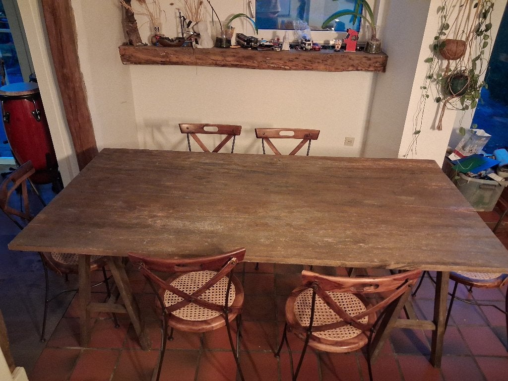 Tafel met 6 stoelen, Huis en Inrichting, Ophalen, Gebruikt, Eikenhout, 50 tot 100 cm