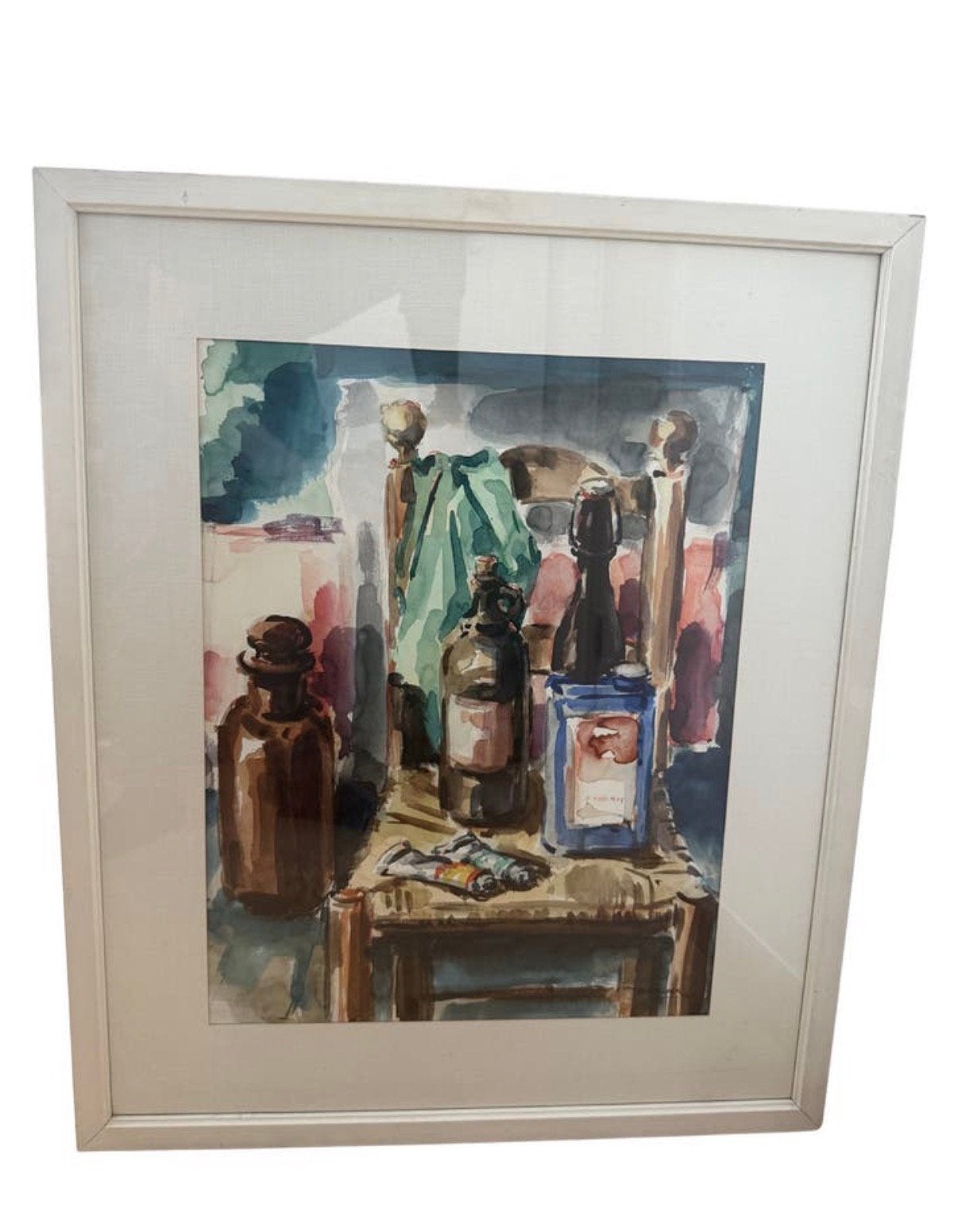 Victor van Berckelaer (1913-1975) - En studio (1969), Daté, Enlèvement ou Envoi, Aquarelle, Toile
