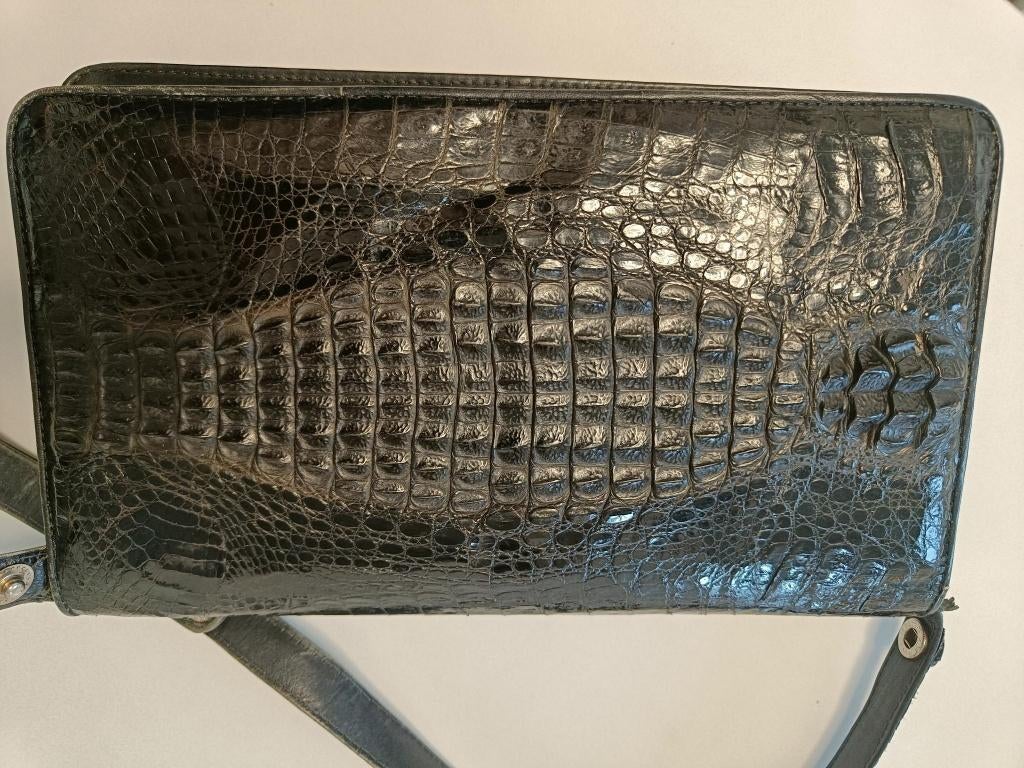 Handtas zwarte uitvoering in echt leder, Ophalen of Verzenden, Gebruikt, Zwart, Handtas