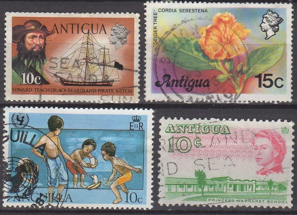 Antigua - Setje 4 stuks, Verzenden, Gestempeld