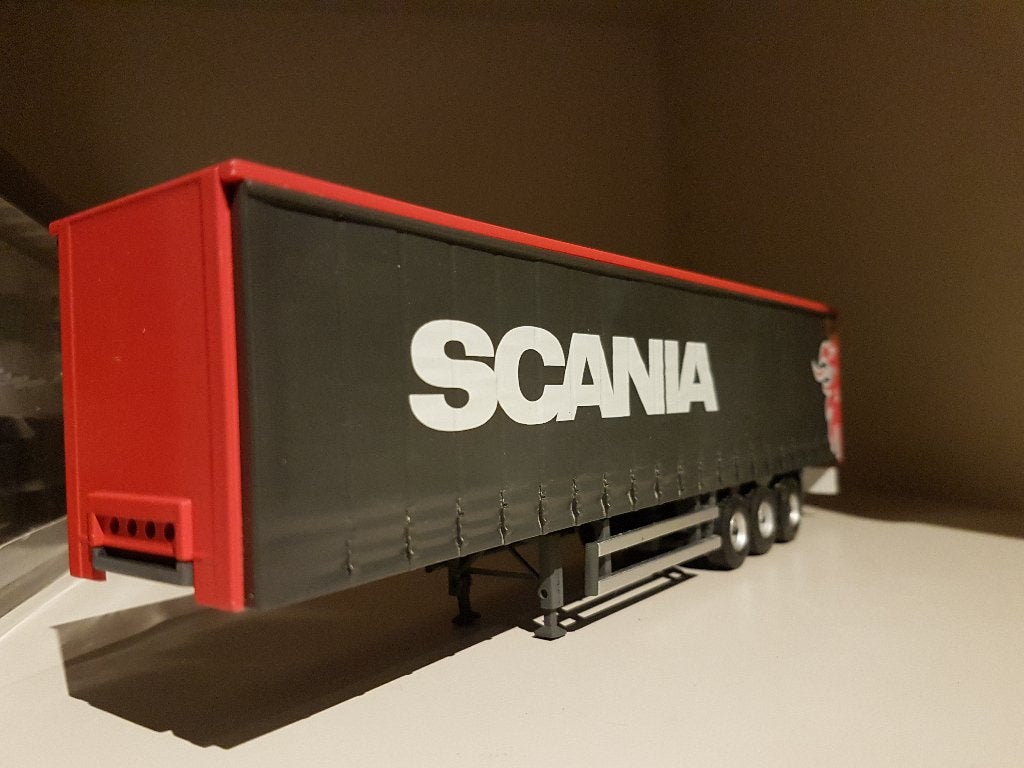 Scania demo schuifzeilenoplegger, Hobby en Vrije tijd, Modelauto's | 1:50, Ophalen of Verzenden, Zo goed als nieuw, Bus of Vrachtwagen