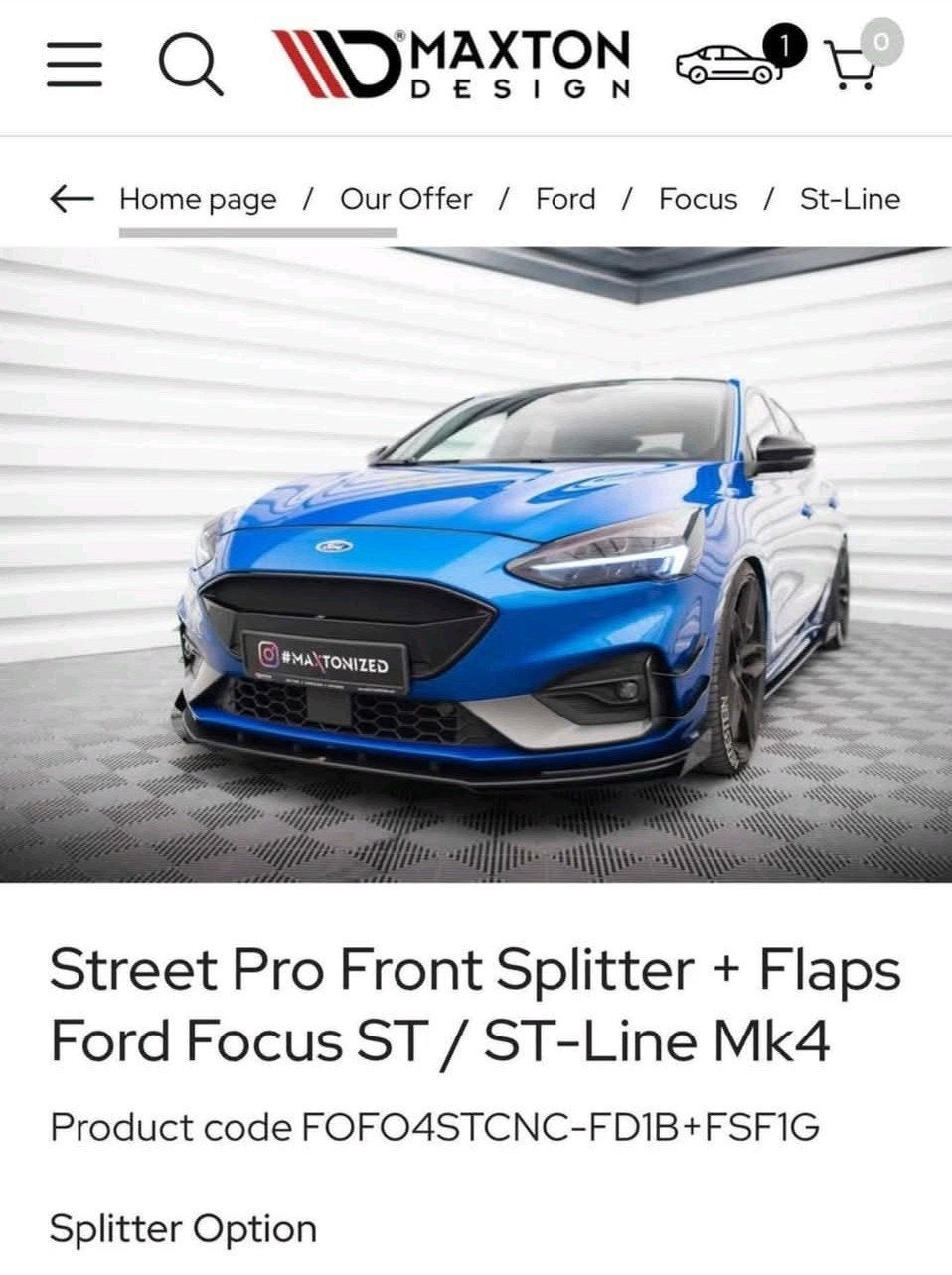 Street Pro Front Splitter Ford Focus ST/ ST-Line Mk4 (Nieuw), Auto diversen, Tuning en Styling, Ophalen