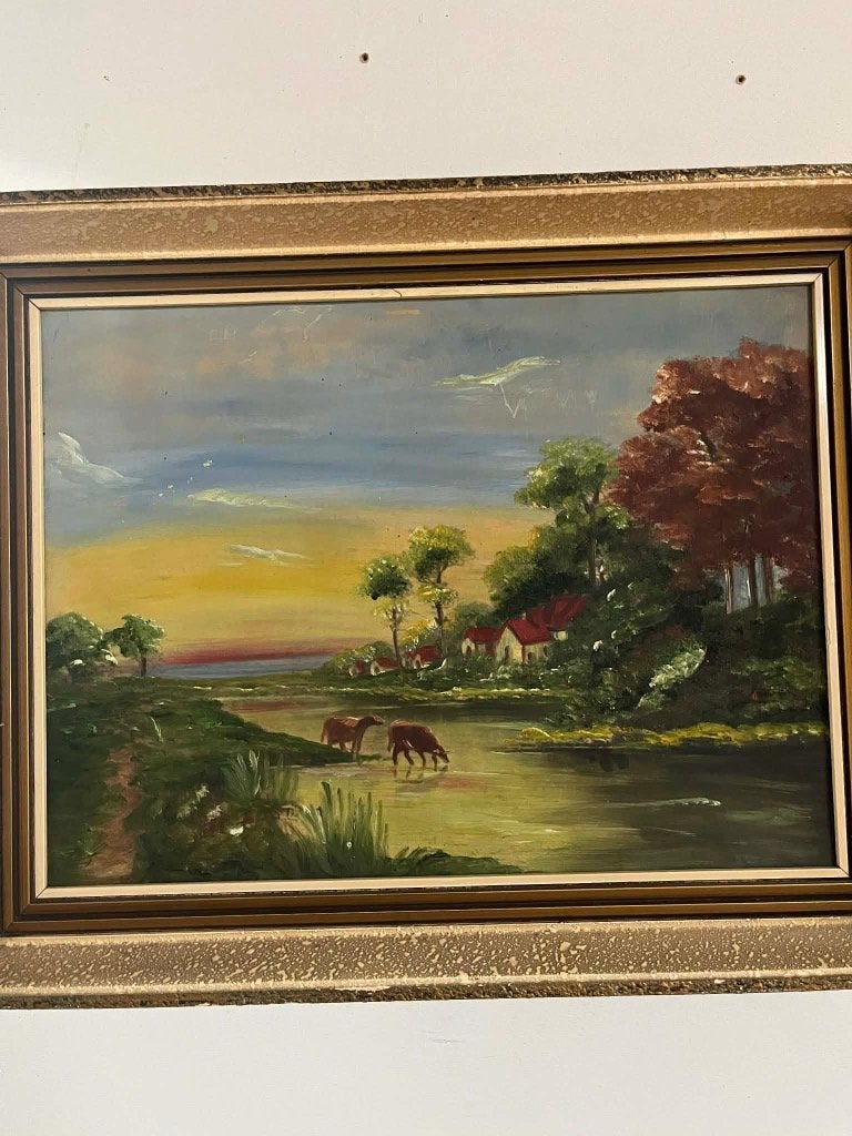 Vintage landsschapsschilderij, Antiquités & Art, Art | Peinture | Classique, Enlèvement, Vintage, Paysage, Toile