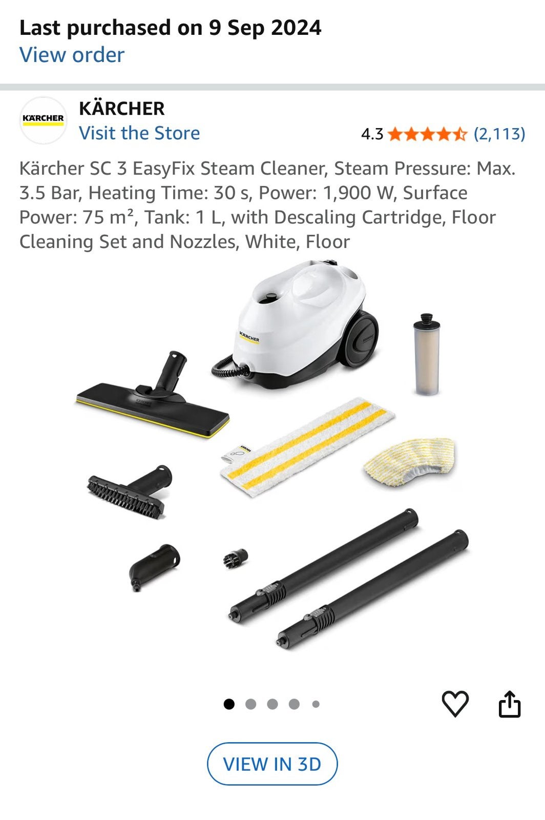 Nettoyeur à vapeur Karcher Sc3 easyfix, Enlèvement