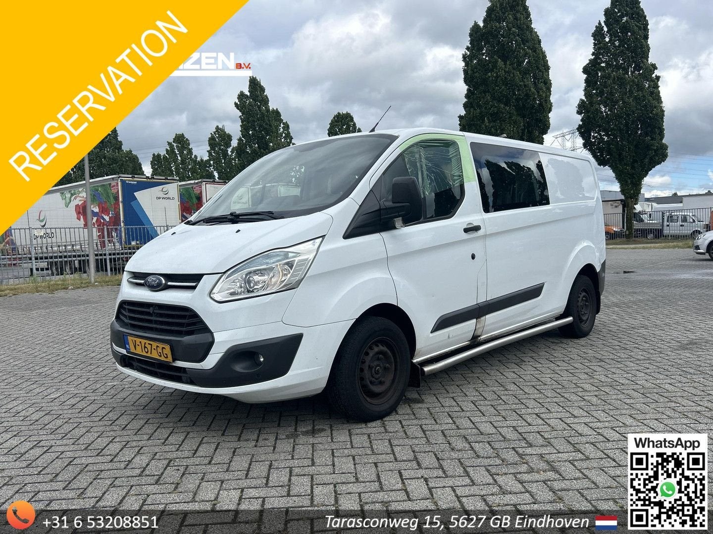 Ford Transit Custom 290 2.2 TDCI L2H1 Ambiente Dubbel Cabine, Auto's, Wit, Ford, ABS, Te koop