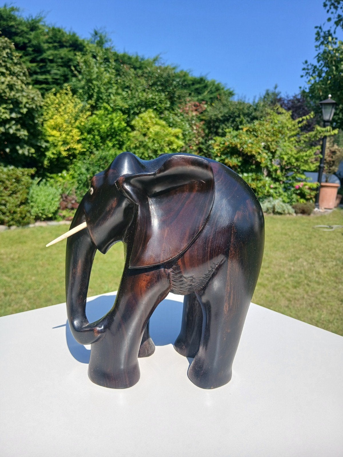 Ebbenhouten olifant, Antiek en Kunst, Houtsnijwerk, Ophalen of Verzenden, Handgemaakt, 20 - 50 cm