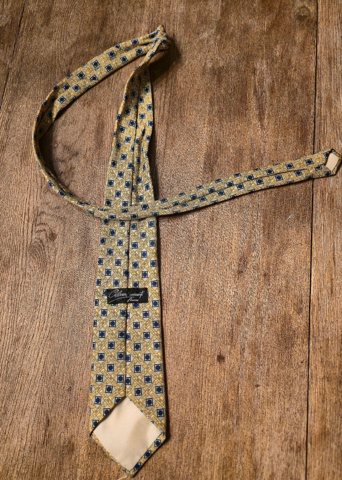 Olivieri Vincenti Firenze zijden das - Goud/ Blauw, Kleding | Heren, Stropdassen, Overige kleuren, Ophalen of Verzenden, Olivieri Vincenti Firenze