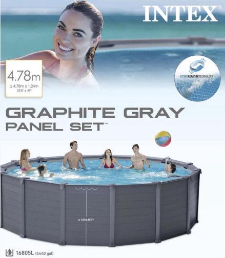 Intex zwembad Graphite gray 478cm, Tuin en Terras, Gebruikt, Rond, 300 cm of meer, Ophalen