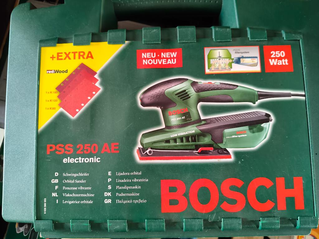 Schuurmachine Bosch 250 AE, Ophalen of Verzenden, Gebruikt, Minder dan 600 watt, Vlakschuurmachine