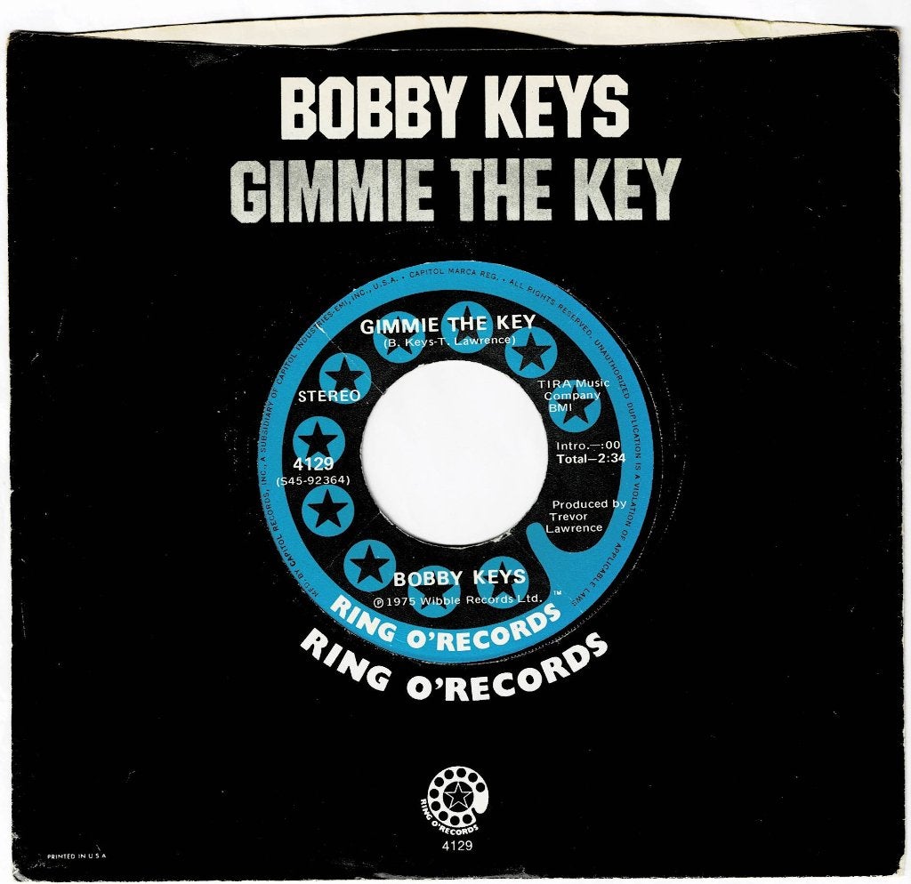 Bobby KEYS - Gimmie the key/Honky tonk (pt1 &2), Gebruikt, 7 inch, Beschermende buitenhoes, Overige typen